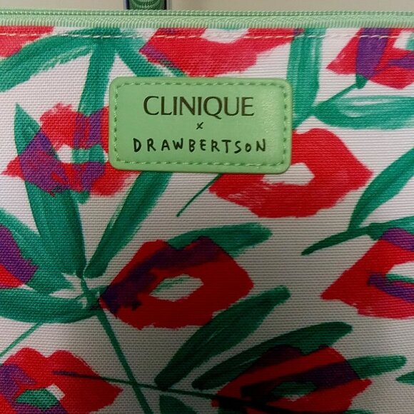 Clinique x DRAWBERTSON Makeup Bag 🌼 NWT Floral Pop Art Cosmetic Pouch - Picture 4 of 7